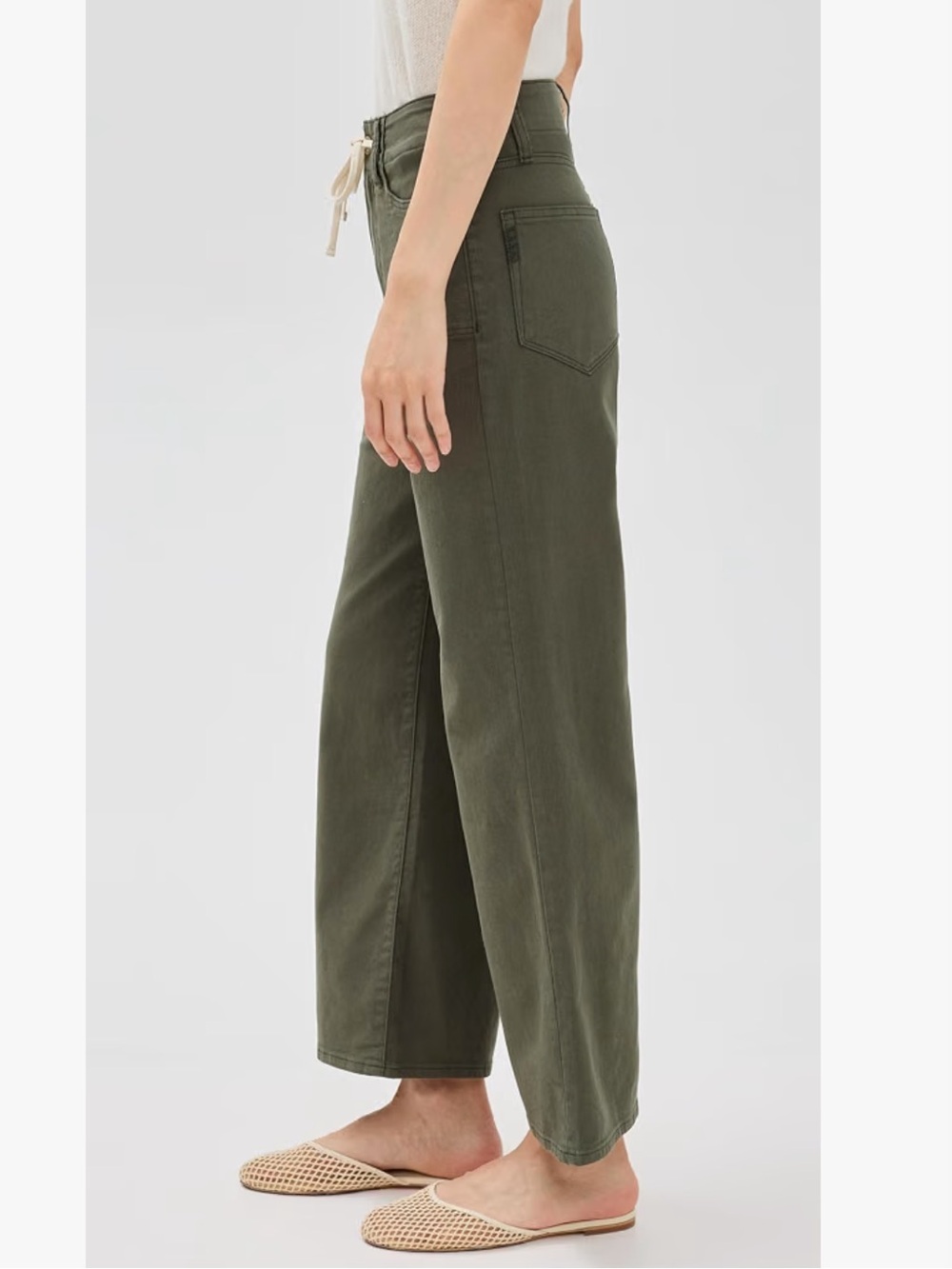 PAIGE Vintage Forester Green Ari Waistband Tie and Stitch Utility Pockets Pant - Picture 5 of 14